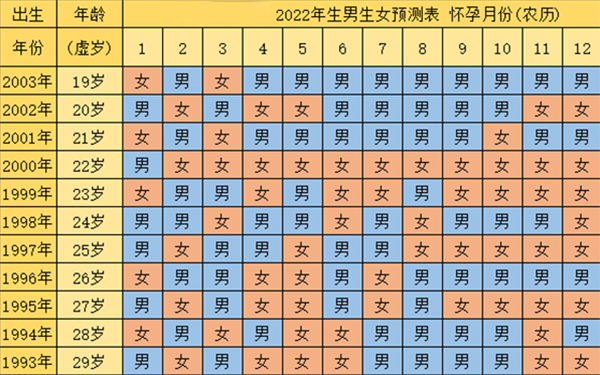 2022年清宫表